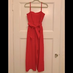 Red Linen J. Crew Romper